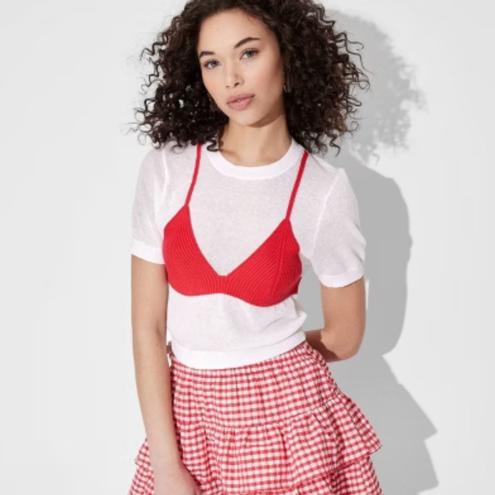 Women's Short Sleeve Crew
Neck Bikini Pullover Sweater